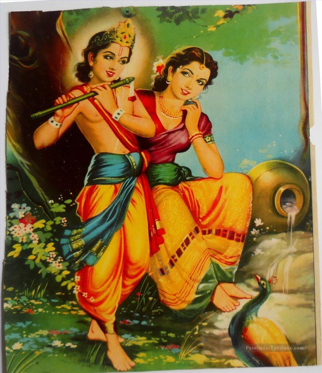 Murali Manohar Krishna avec Radharani hindouisme Peintures à l'huile